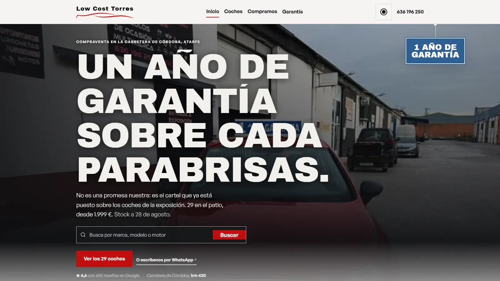 Portada de la web de Vehículos Low Cost Torres